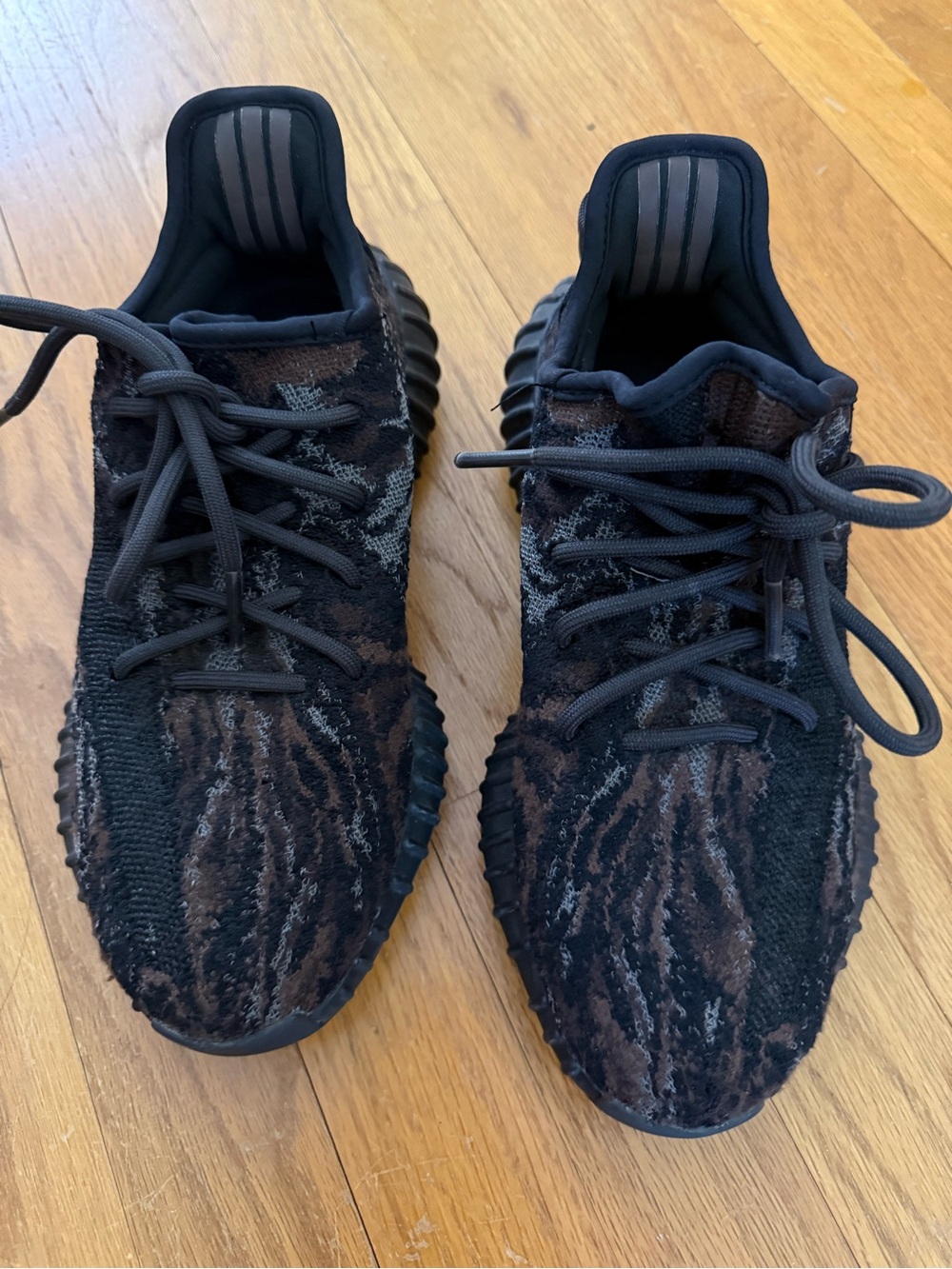 Yeezy Men's Knit Sneakers in Black and Brown Pattern